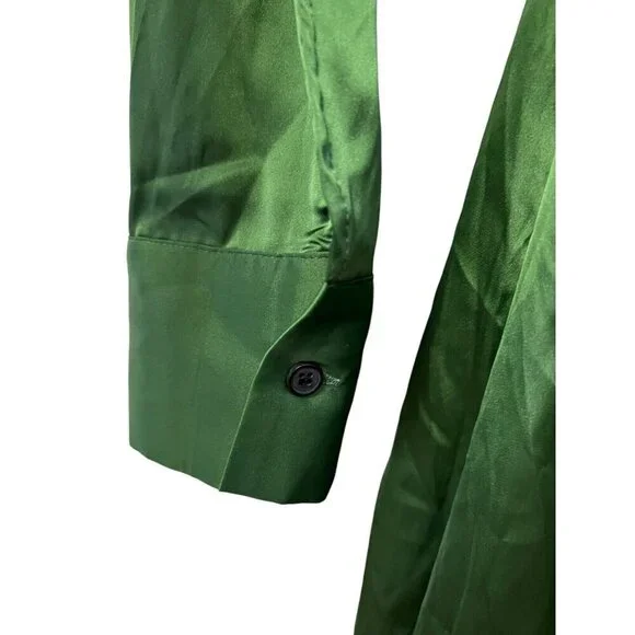 Cider Satin Faux Wrap Mini Dress Short Size‎ S Green L/S V-Neck Ruched Party NWT - Picture 6 of 16